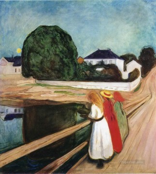100 Great Art Painting - Edvard Munch Four Girls on the Bridge